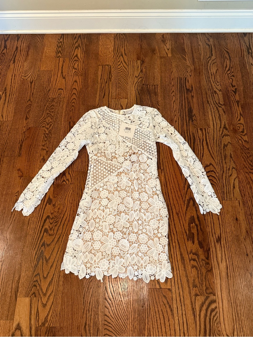 Selfie Leslie White Lace Long-Sleeve Mini Dress